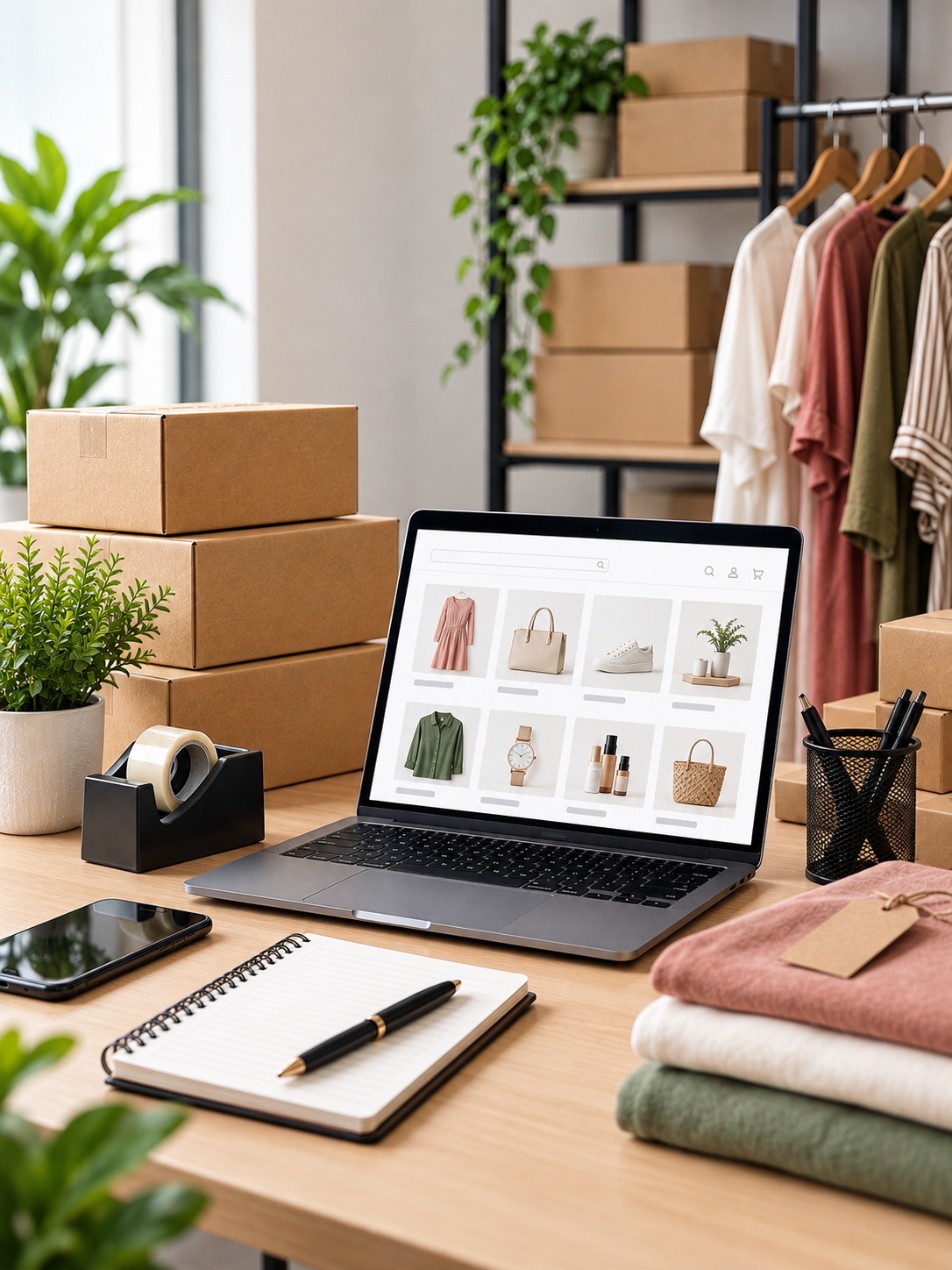 Custom e-commerce setup showcasing a responsive online store dashboard and product catalogs